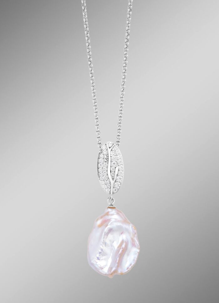 Hanger met Keshi-parels en synthetische zirkonia 