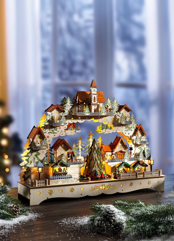 Houten kaarsenboog met LED-verlichting 