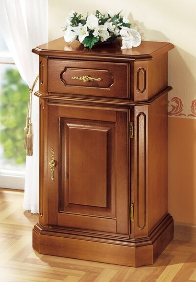 Ladekast, 1 deur, met goudkleurige metalen handgrepen 