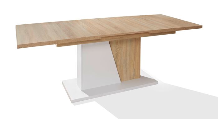 Eettafel met synchrone uitschuifbare tafel van aluminium EIKEN SONOMA WIT