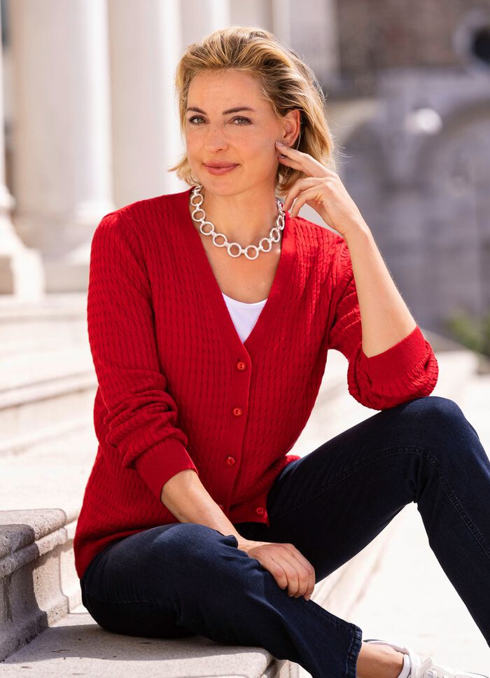 Vest met kabelpatroon ROOD