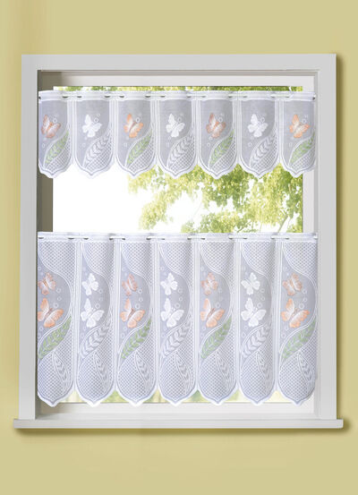 Jacquard kort gordijn met vlindermotief 