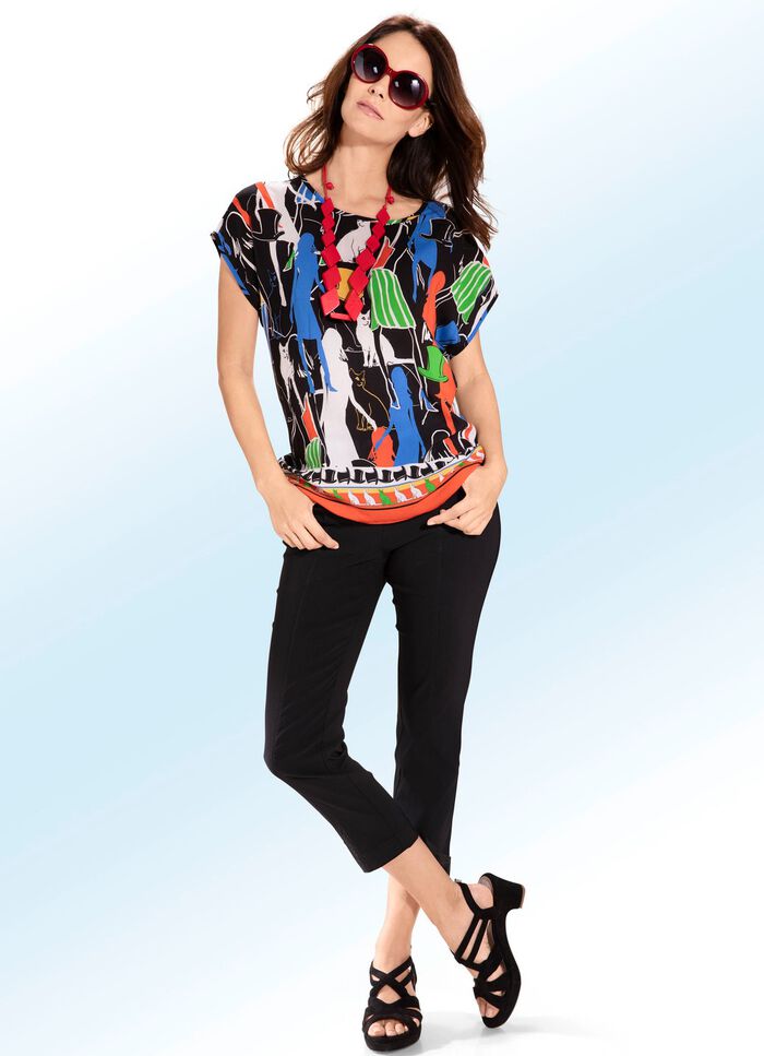 Kleurrijke tuniek met kattenmotief 