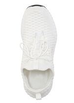 Veterschoenen van gestructureerd textielmateriaal WIT