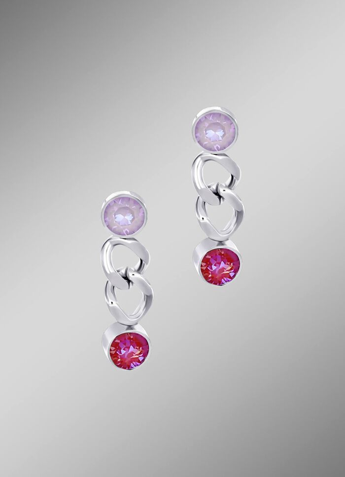 Roze kristallen oorbellen 