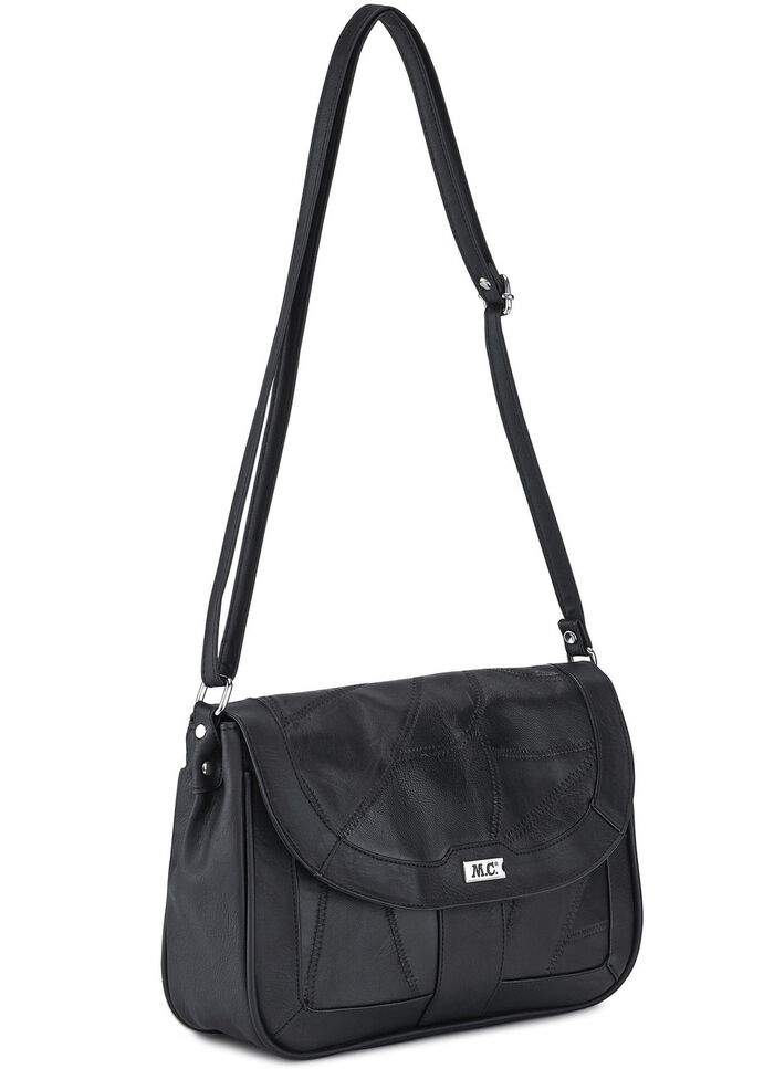 Patchwork tas van nappaleer ZWART