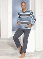 Pyjama met V-hals en gestreept dessin 