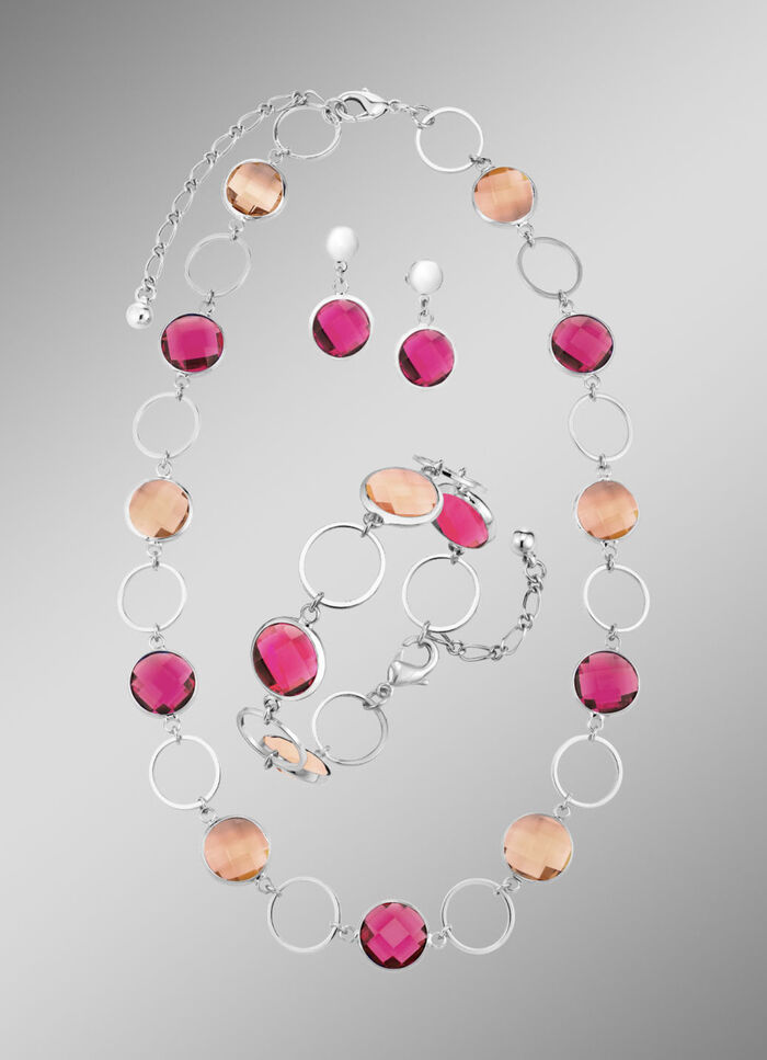 Sieradenset, 3-delig, met kristalstenen 