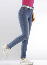 Elegante jeans met leuke decoratieve kralen JEANSBLAUW