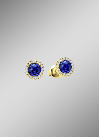 Stralende elegantie: oorbellen met echte saffier en 36 diamanten 