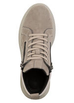 ELENA EDEN veterlaarsje van zacht nubuckleer GRIJS-TAUPE
