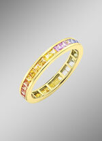 Hoogwaardige memoirring met echte saffieren in veelkleurig 