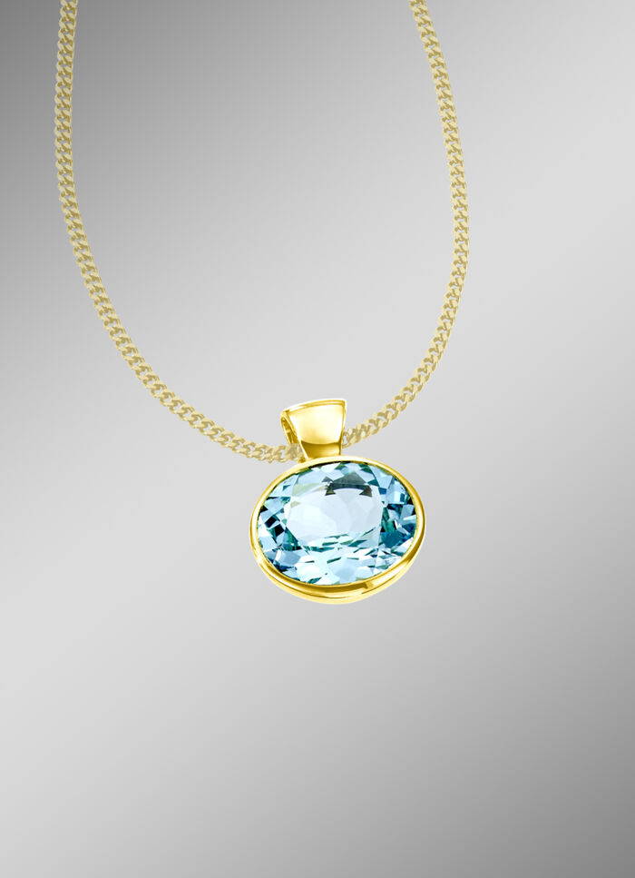 Hoogwaardige hanger met grote blauwe topaas 