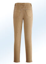 Magische jeans met leuke klinknagels en een trendy zoom met franjes COGNAC