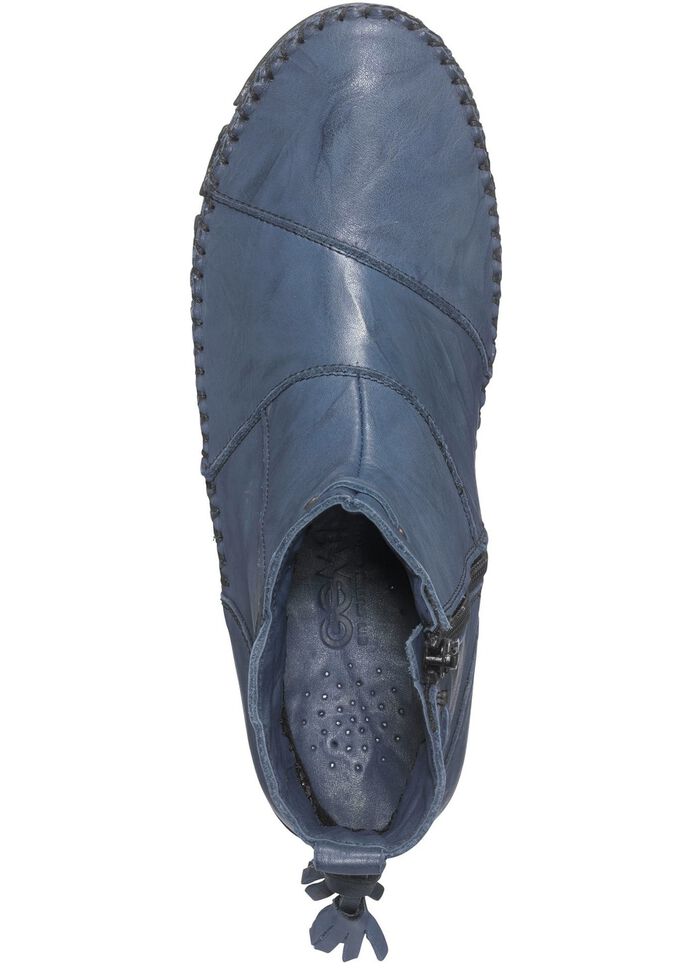 Gemini mocassin enkellaarsjes van rundnappaleer met een gerimpelde structuur BLAUW