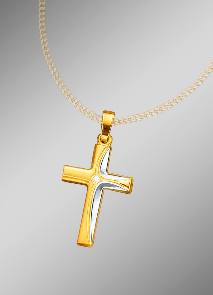 Kruis-kettinghanger in twee kleuren 