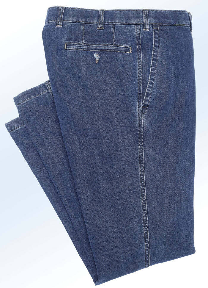 Thermische jeans met elastische tailleband in 5 kleuren JEANSBLAUW