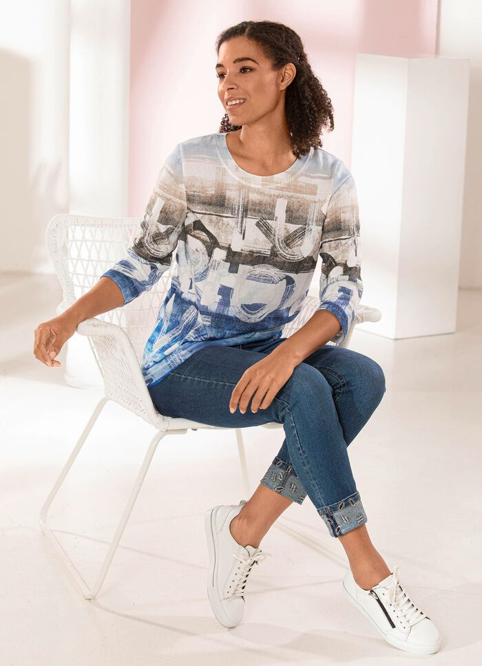 Chique jeans in 7/8-lengte met mooie strass-steentjes 