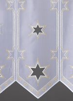 Elegant kort gordijn met Plauen-borduurwerk 