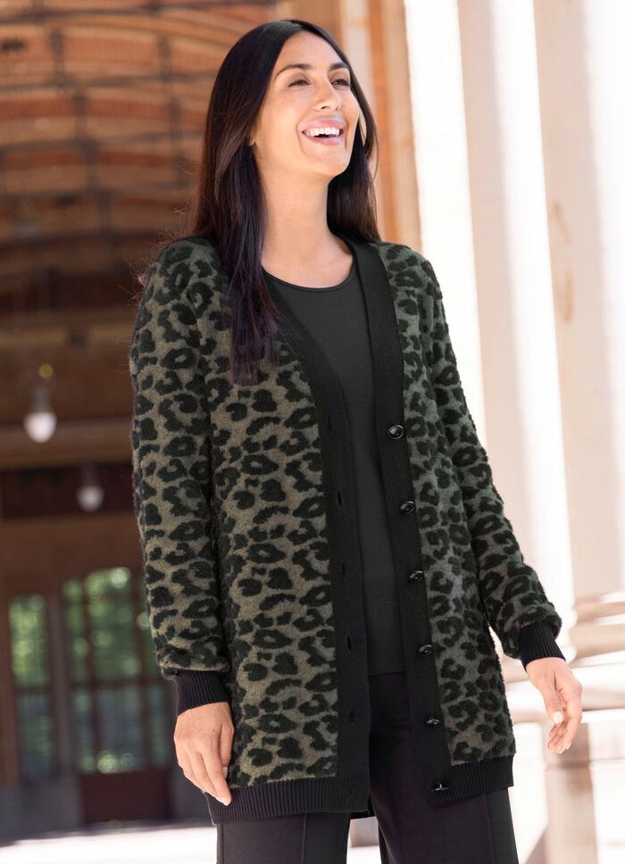 Cardigan met hoogwaardig harig effectgaren 