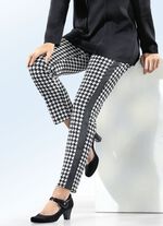 Broek met houndstooth-dessin ZWART-ECRU