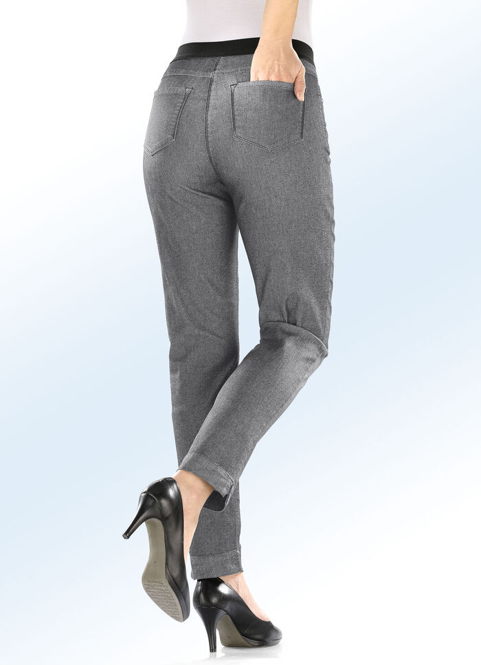 Supercomfortabele powerstretch jeans met speciale taillebandverwerking MIDDELGRIJS