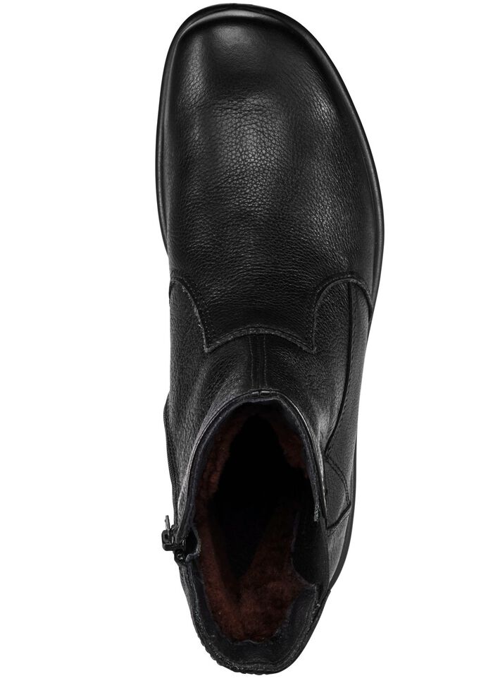 Enkellaars met echt lamsvacht-voering ZWART