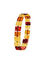 Toffe armband met bonte, vierkante stukken echte barnsteen 