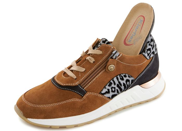 Veterschoen met roofdierreli&euml;f COGNAC