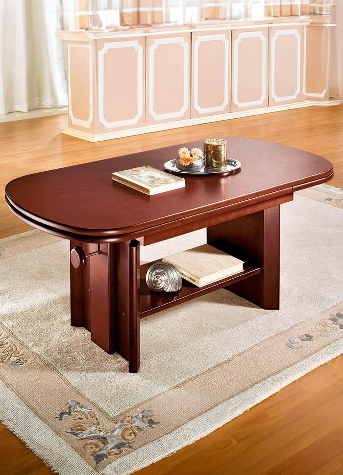 In hoogte verstelbare en uitschuifbare salontafel NOTENBOOM