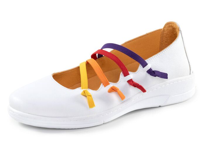 Andrea Conti pantoffels met kleurrijke, decoratieve elastische banden WIT