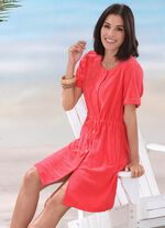 Jurk van badstof met doorlopende knoopsluiting 