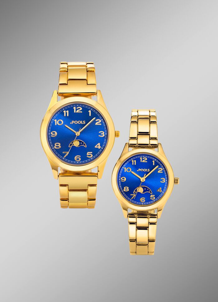 Quartz partnerhorloge van Pools met maanstanden 