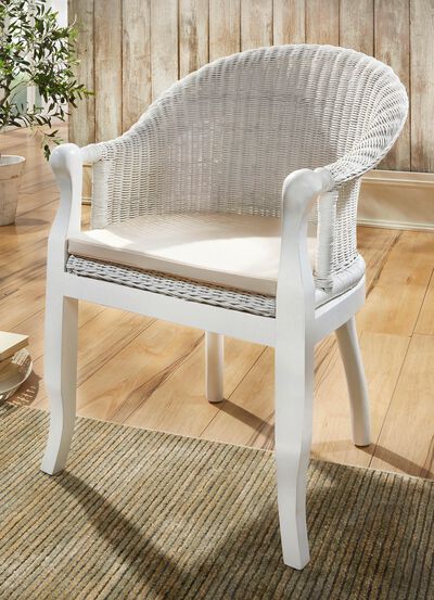 Rotan fauteuil op massief grenenhout 