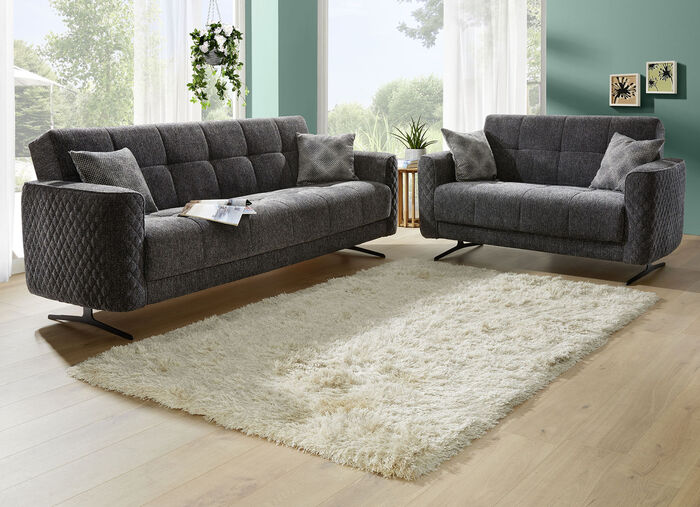 Gestoffeerd meubilair met bedfunctie en sierkussens ANTRACIET