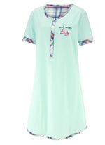 Twee-pack nachthemden van duurzaam katoen met knoopsluiting 