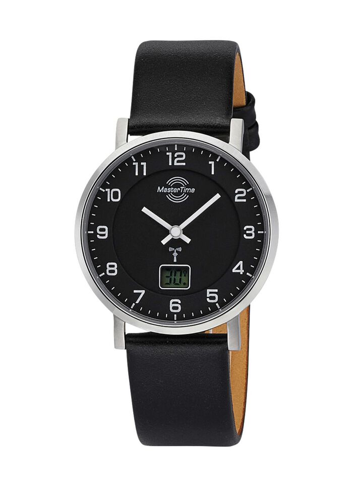 Radiogestuurd dameshorloge met leren band 