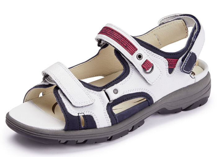 Waldläufer, sportieve damessandalen, breedte H, met uitneembaar voetbed WIT-BLAUW-ROOD