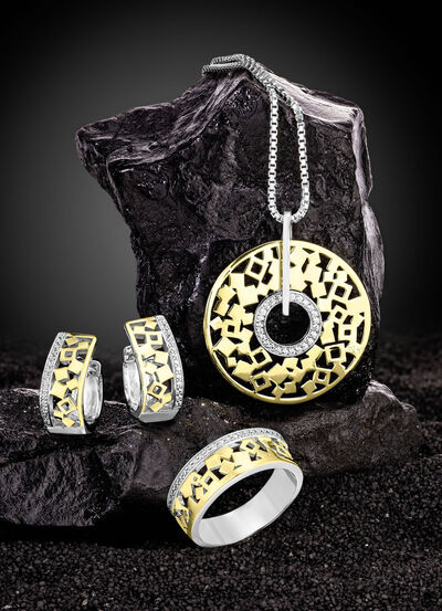 Damesring in bicolor met zirkonia 