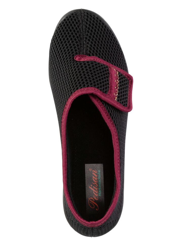 Klittenbandschoen met mooie rand ZWART-BORDEAUXROOD