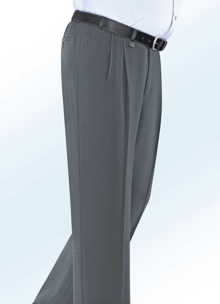 Klaus Modelle broek met lage taille met sierhanger in 4 kleuren MIDDELGRIJS GEMÊLEERD