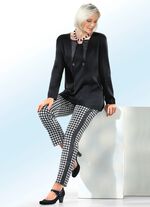 Broek met houndstooth-dessin ZWART-ECRU