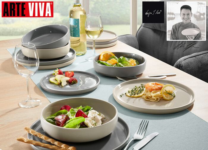 Arte Viva 12-delig servies van merksteengoed 