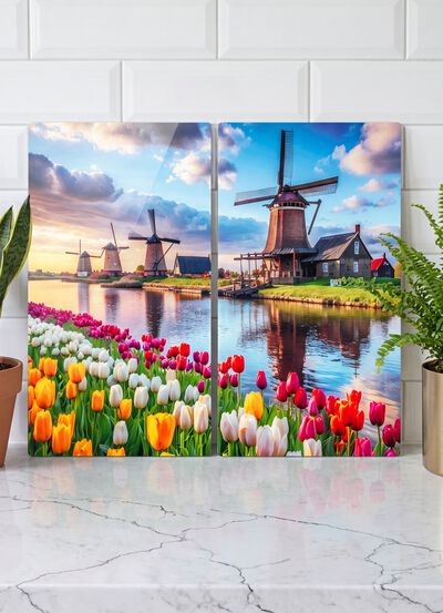 Glazen fornuisafdekplaten, set van 2 