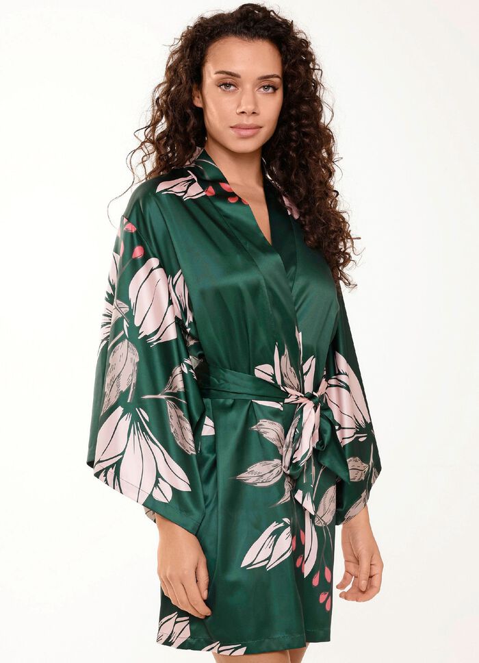 LingaDore huisjas in kimonovorm met kleurrijk printdesign 