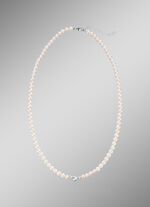 Halsketting met gekweekte zoetwaterparels en diamantbolletjes 