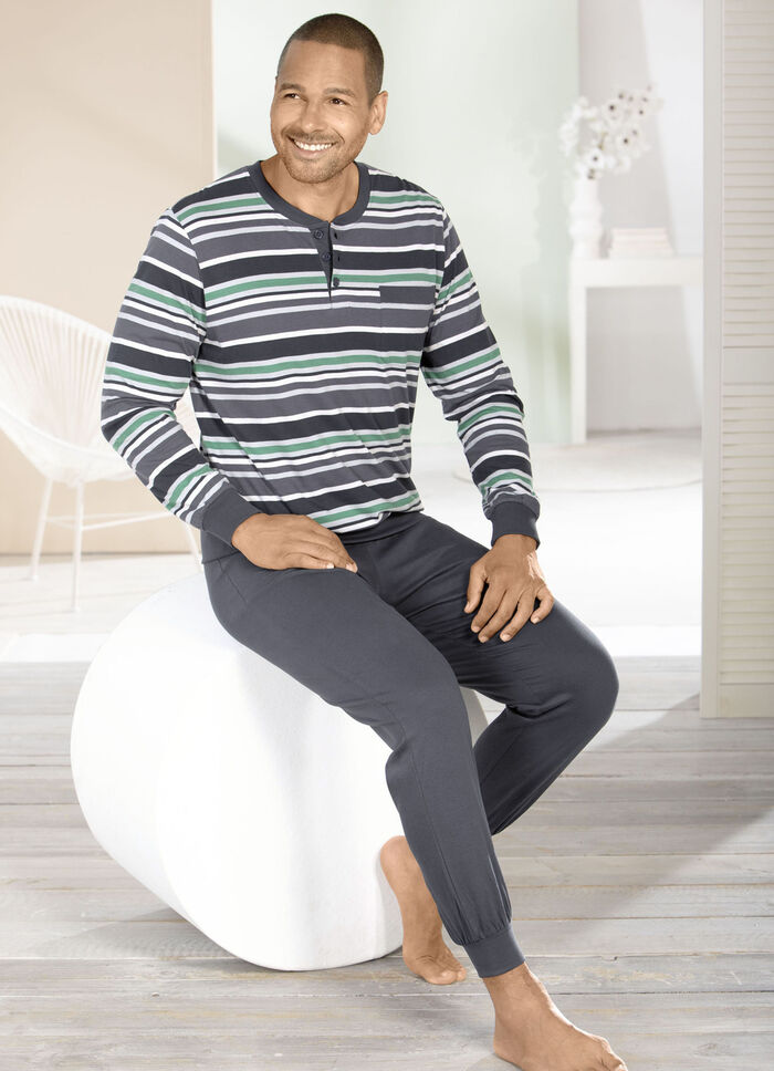 Set van twee pyjama's met knoopsluiting en manchetten 