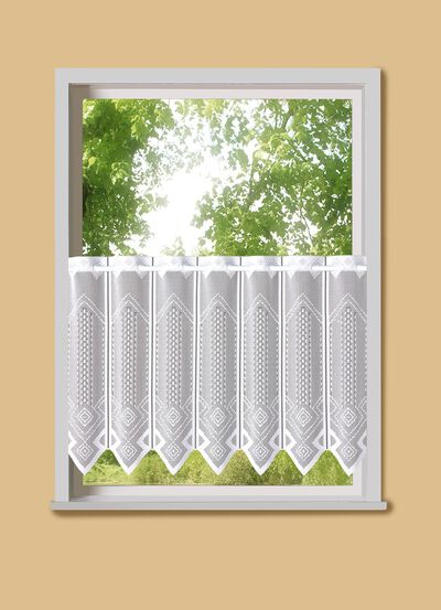 Korte jaloezie&euml;n met grafisch patroon en stangdoorvoer 