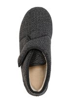 Enkellaarsjes van textiel met een subtiel visgraatpatroon ANTRACIET