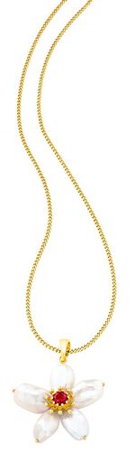 Kettinghanger met granaat en Keshi-parels 